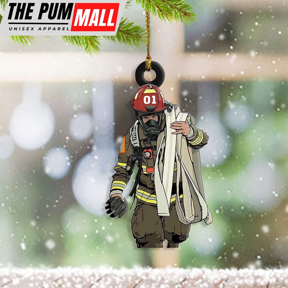 01 Fireman Ornament Proud American Firefighter Ornament Hanging Christmas Decorations Limited Edition