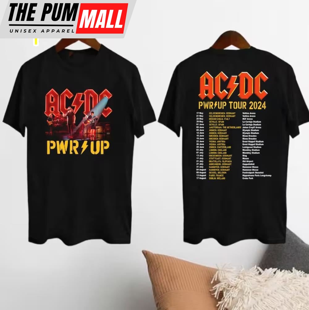 2024 Acdc Pwr Up World Tour Shirt, Rock Band Acdc Graphic Shirts