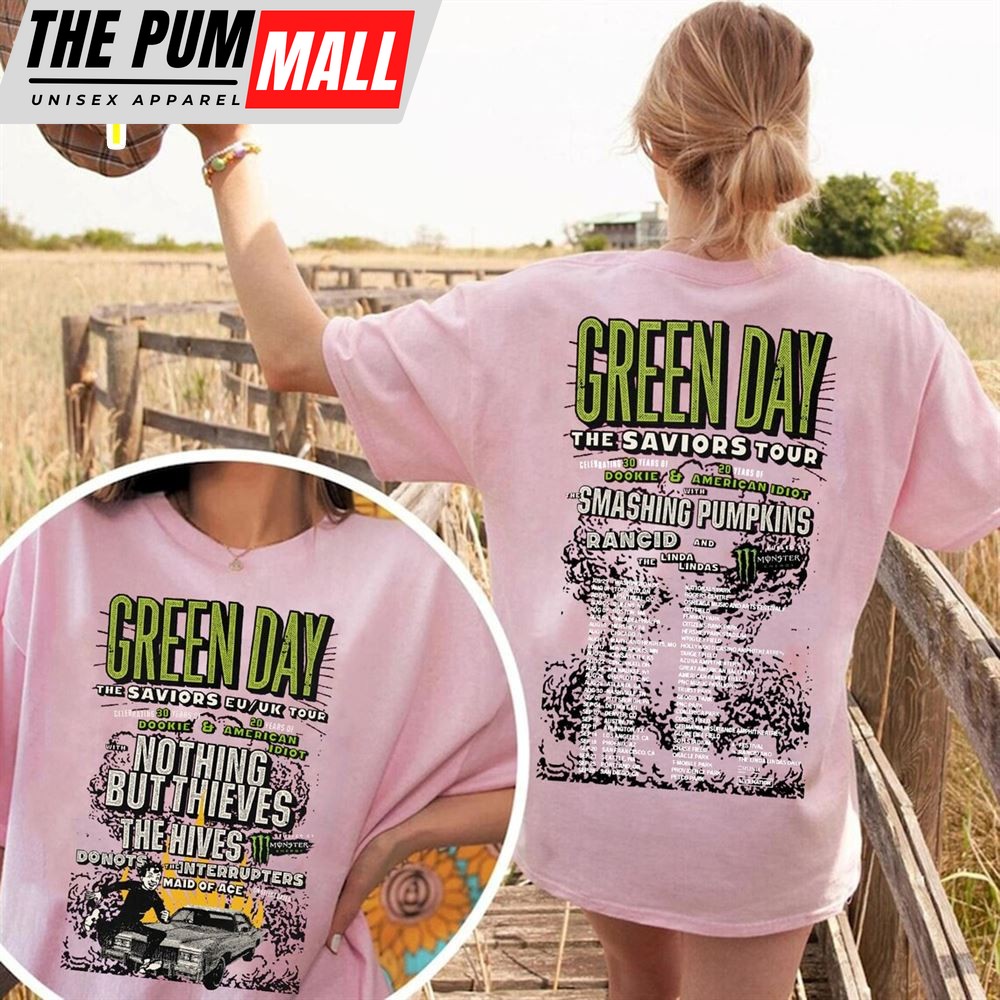 2024 Green Day The Saviors Tour Dates 2 Sides T-Shirt