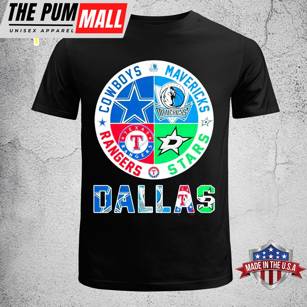 2025 Dallas Sports Teams Logo Cowboys Mavericks Stars And Rangers Unisex T-Shirt