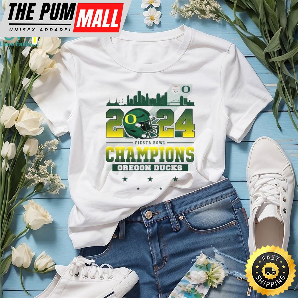 2025 Fiesta Bowl Champions Oregon Ducks City Helmet And Logo T Shirt