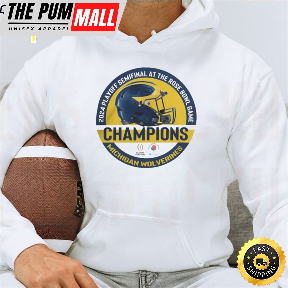 2025 Playoff Semifinal At The Rose Bowl Game Champions Helmet Michigan Wolverines Tshirt