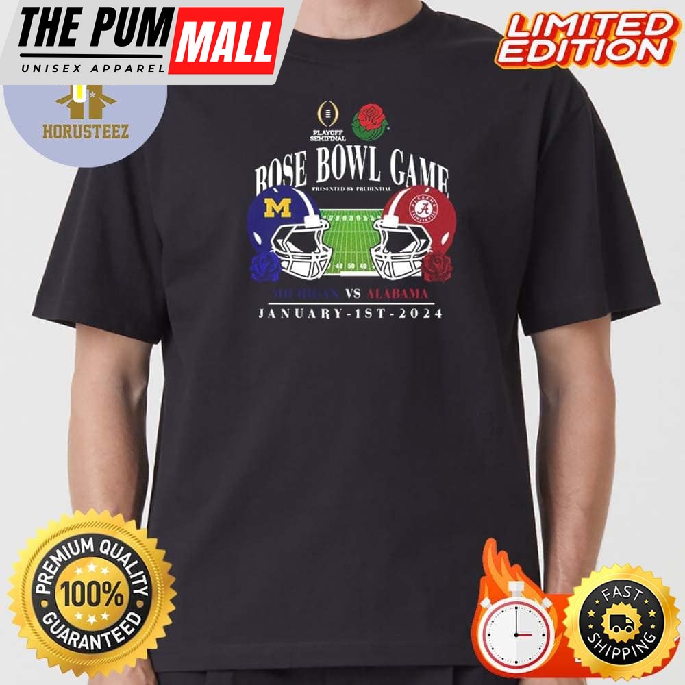 2025 Rose Bowl Game Michigan Wolverines Vs Alabama Crimson Tide Duel Helmets Shirt