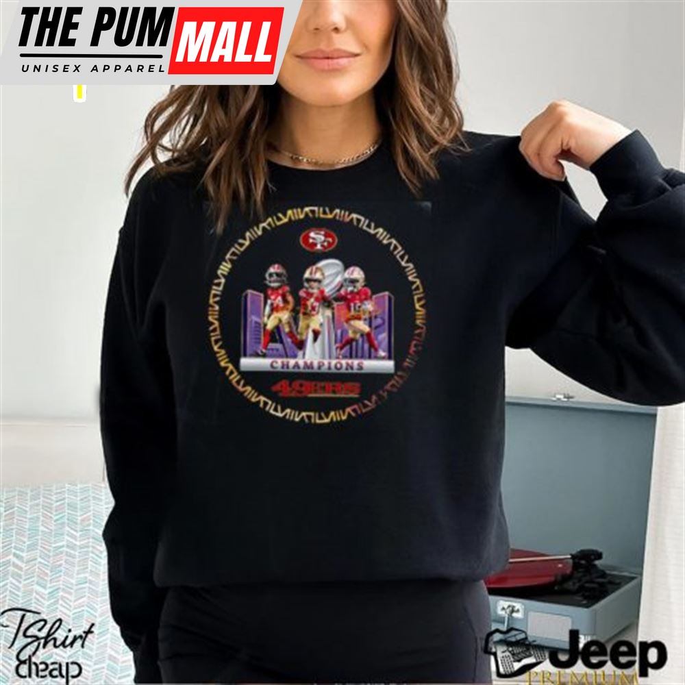 2025 Super Bowl Lviii Champions San Francisco 49ers Bobble Head Golden Lviii Circle Two Sided Merch T Shirt