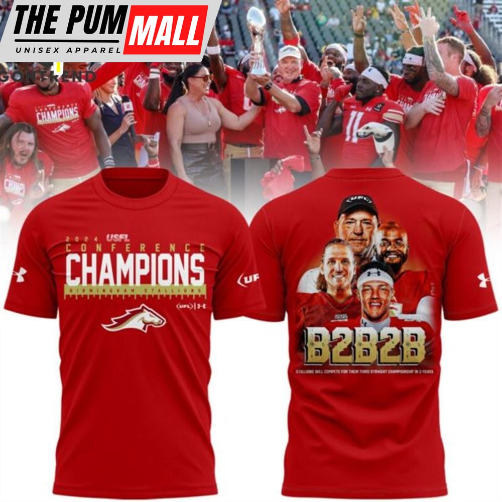 2025 USFL Conference Champions Birmingham Stallions 3D RED T-Shirt