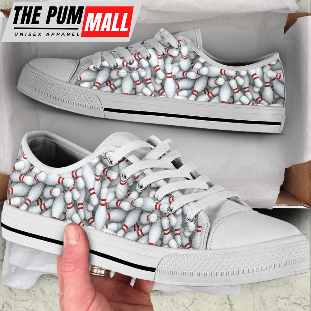 3D Bowling Pins Canvas Print Shoes – Low Top Trendy Fashion