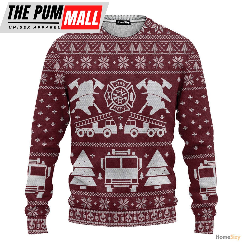 3D Fire Dept Firefighter Ugly Sweater – Best Gift For Christmas Xmas