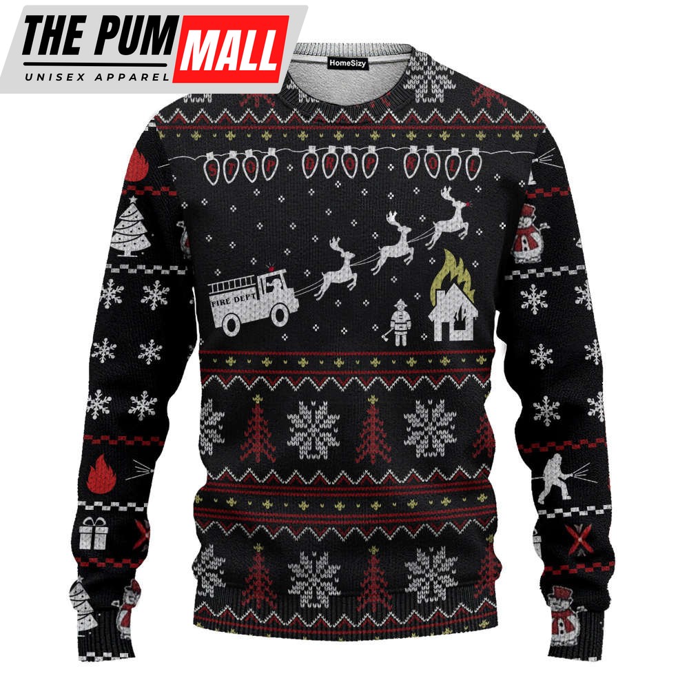 3D Firefighter Fire Dept Ugly Sweater – Perfect Christmas Gift