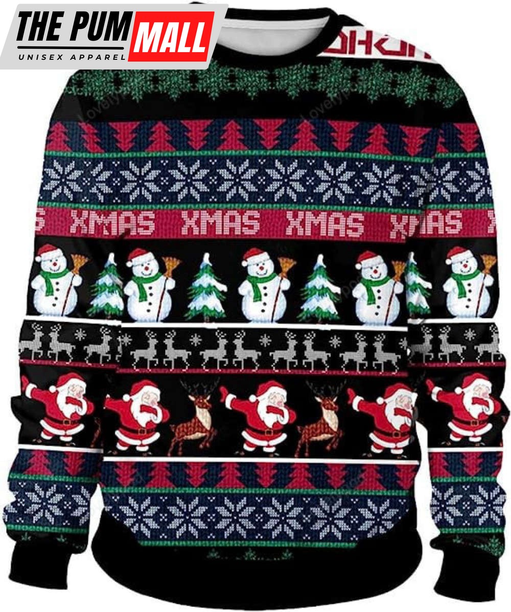 3D Graphic Reindeer Santa Ugly Christmas Sweater – Unisex Funny Novelty
