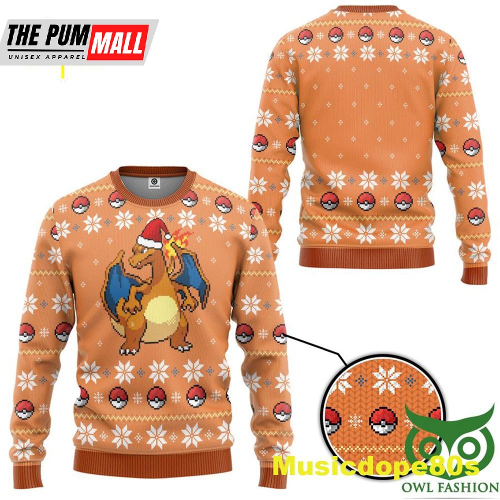 3D Pokemon Blaze Charizard Ugly Sweater 2025 X-mas