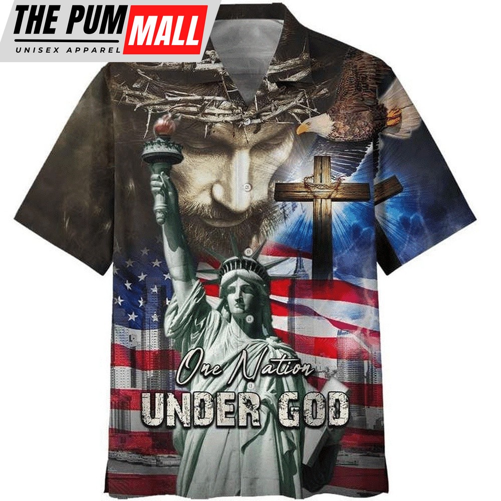4th Of July Hawaiian Shirt, 4Th July One Nation Under God Independence Day Hawaiian Shirts, Hawaiian Fourth Of July Shirt