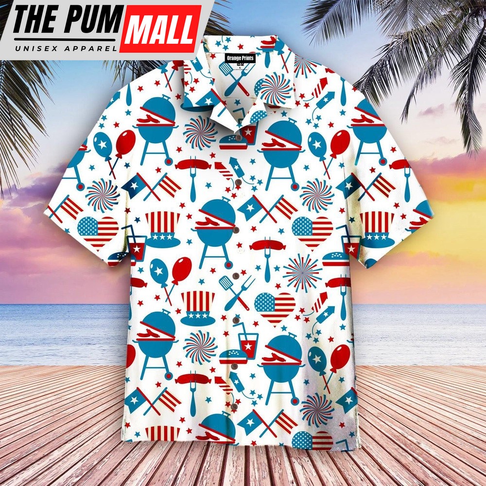 4th Of July Hawaiian Shirt, 4Th July Party Memorial Day Hawaiian Shirt For, Hawaiian Fourth Of July Shirt