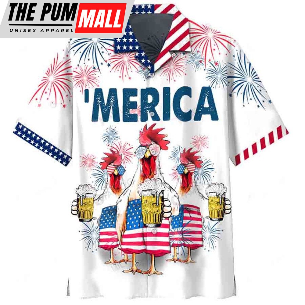 4th Of July Hawaiian Shirt, 4Th Of July Hawaiian Shirt, Chicken Beer Hawaiian Shirt, Hawaiian Fourth Of July Shirt