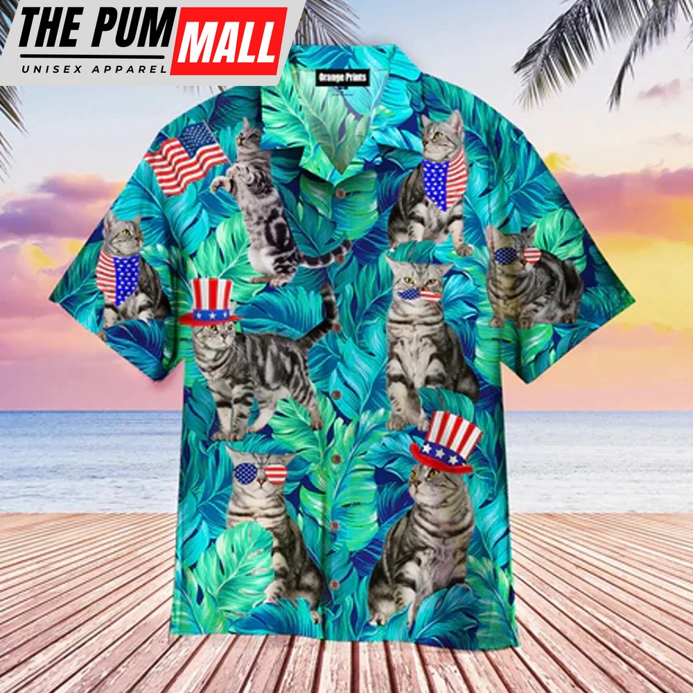 4th Of July Hawaiian Shirt, 4Th Of July Independence Day Cat Lover Hawaiian Shirt, Hawaiian Fourth Of July Shirt