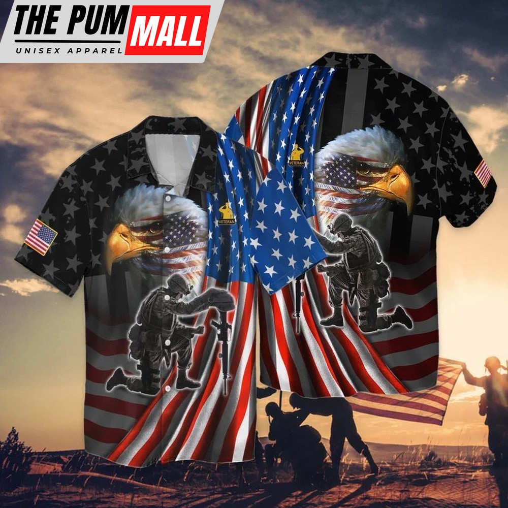 4th Of July Hawaiian Shirt, 4Th Of July Independence Day Memorial Day Eagle And Veteran Trendy Hawaiian Shirt, Hawaiian Fourth Of July Shirt