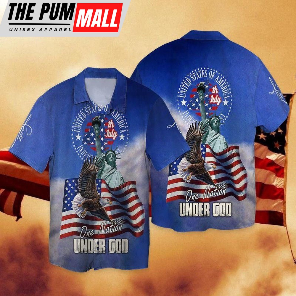 4th Of July Hawaiian Shirt, 4Th Of July Independence Day One Nation Under God Hawaiian Shirt, Hawaiian Fourth Of July Shirt