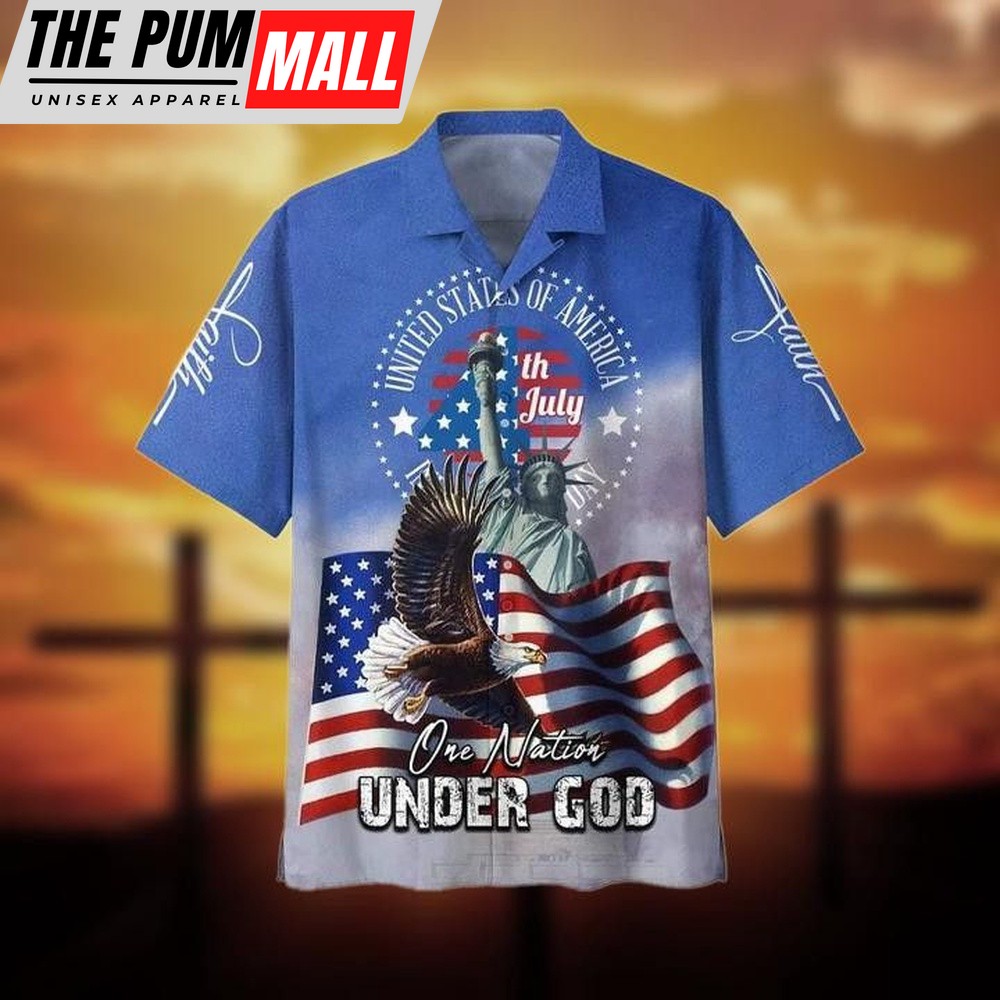 4th Of July Hawaiian Shirt, 4Th Of July One Nation Under God Independence Day Hawaiian Shirt, Hawaiian Fourth Of July Shirt