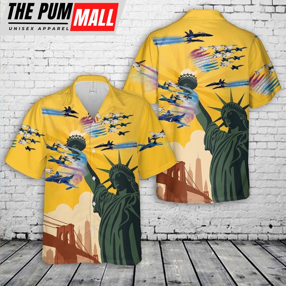 4th Of July Hawaiian Shirt, Airshow Blue Angels And Thunderbirds 4Th Of July Hawaiian Shirt, Hawaiian Fourth Of July Shirt