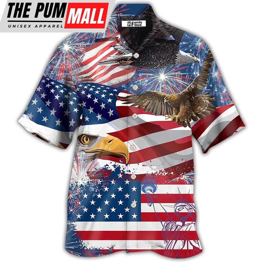 4th Of July Hawaiian Shirt, America 4Th Of July America Eagle Freedom Hawaiian Shirt, Hawaiian Fourth Of July Shirt