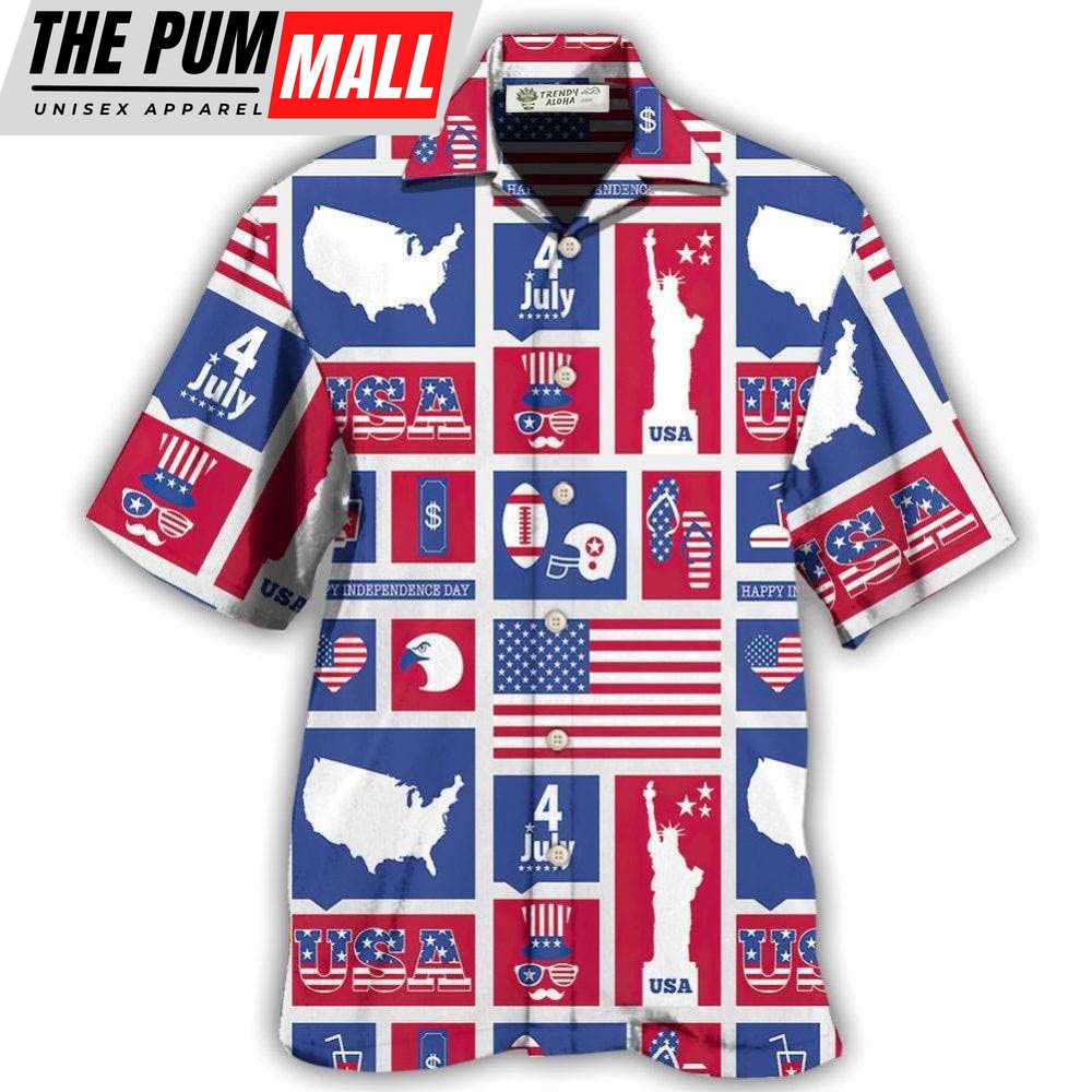 4th Of July Hawaiian Shirt, America Independence Day Happy America Hawaiian Shirt, Hawaiian Fourth Of July Shirt