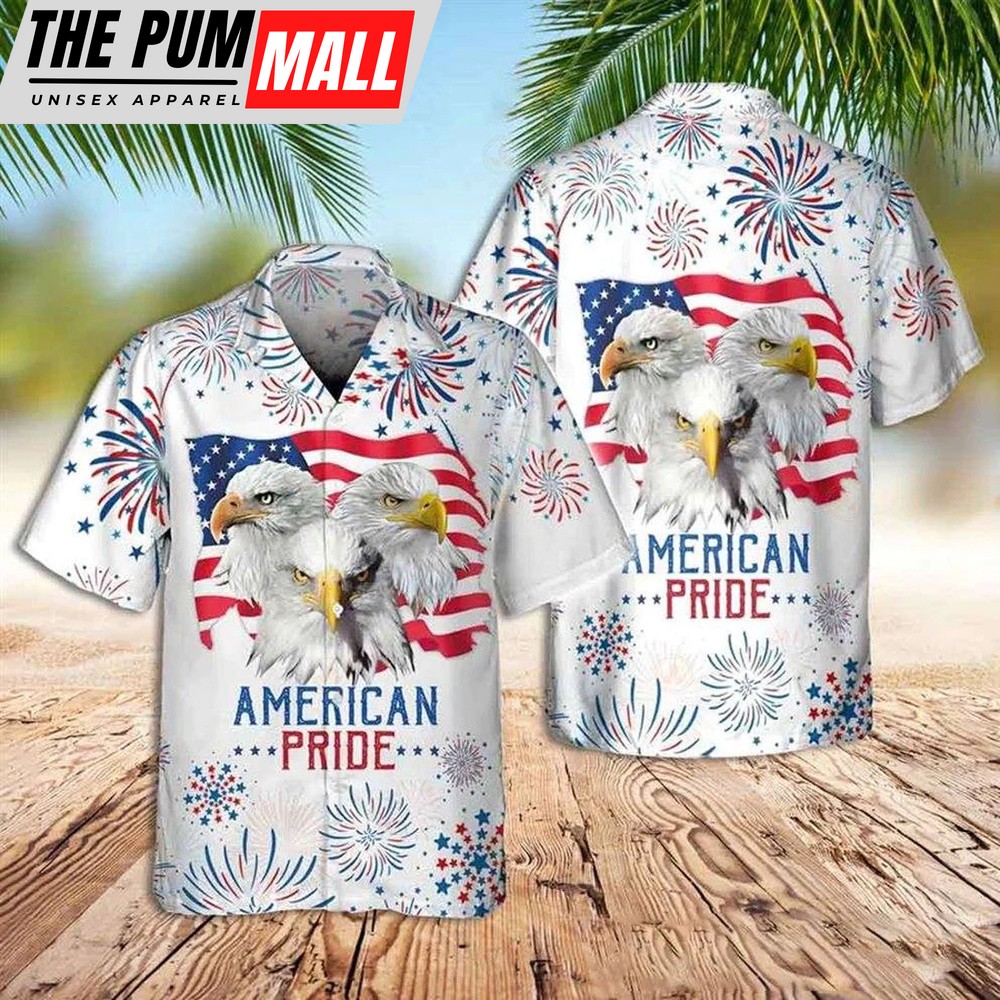 4th Of July Hawaiian Shirt, American Eagle Hawaiian Shirt American Pride Happy Independence Day, Hawaiian Fourth Of July Shirt