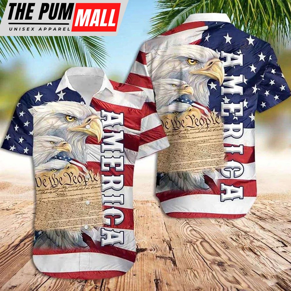4th Of July Hawaiian Shirt, American Eagle Hawaiian Shirt Best America Independence Day, Hawaiian Fourth Of July Shirt