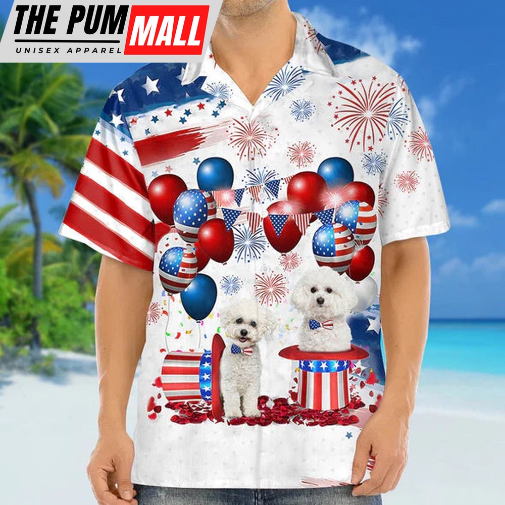 4th Of July Hawaiian Shirt, Bichon Frise Independence Day Hawaiian Shirt Hawaiian Shirt, Hawaiian Fourth Of July Shirt