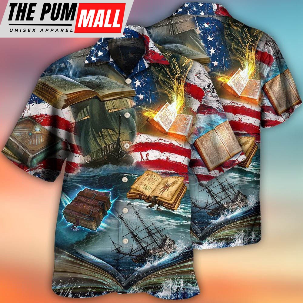 4th Of July Hawaiian Shirt, Book Independence Day Hawaiian Shirt, Hawaiian Fourth Of July Shirt