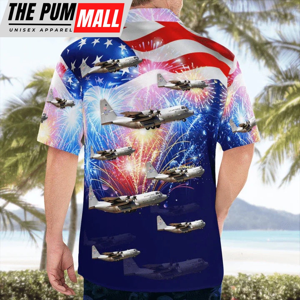 4th Of July Hawaiian Shirt, Celebrate with Lockheed C130H Hercules Independence Day Hawaiian Shirt, Hawaiian Fourth Of July Shirt