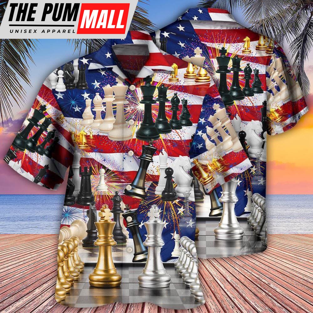 4th Of July Hawaiian Shirt, Chess And Firework Independence Day Hawaiian Shirt, Hawaiian Fourth Of July Shirt