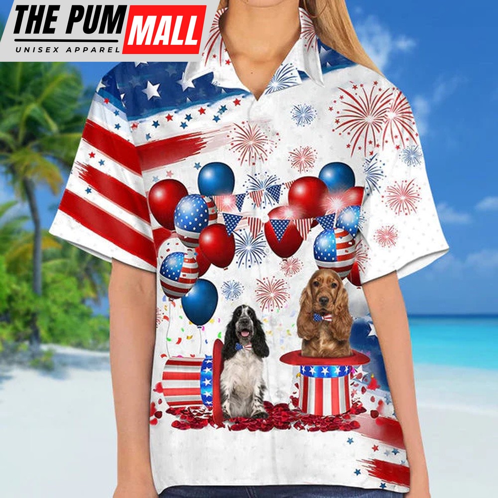 4th Of July Hawaiian Shirt, Cocker Spaniel Independence Day Hawaiian Shirt Hawaiian Shirt, Hawaiian Fourth Of July Shirt
