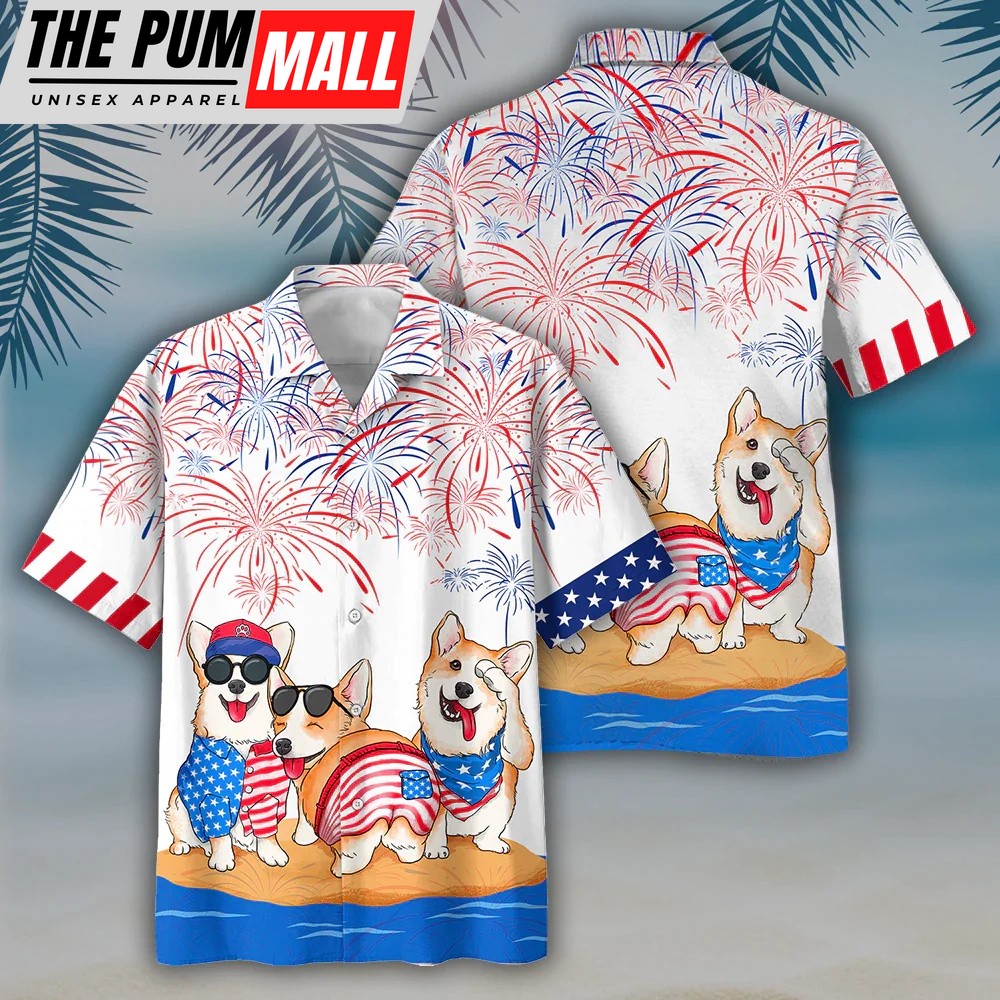 4th Of July Hawaiian Shirt, Corgi Hawaiian Shirts, Independence Day Is Coming, Hawaiian Fourth Of July Shirt