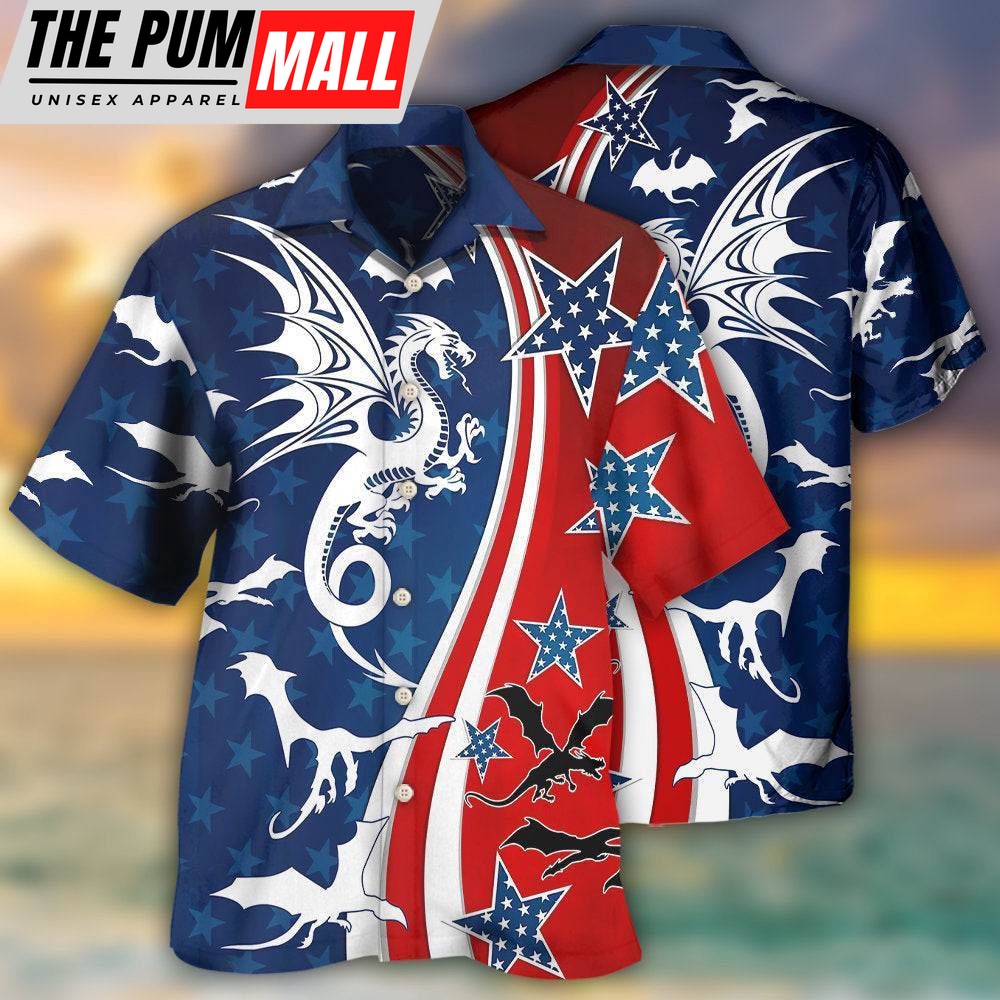 4th Of July Hawaiian Shirt, Dragon Independence Day America Hawaiian Shirt, Hawaiian Fourth Of July Shirt