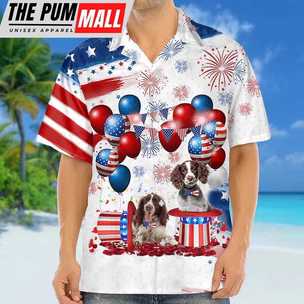 4th Of July Hawaiian Shirt, English Springer Spaniel Independence Day Hawaiian Shirt Hawaiian Shirt, Hawaiian Fourth Of July Shirt