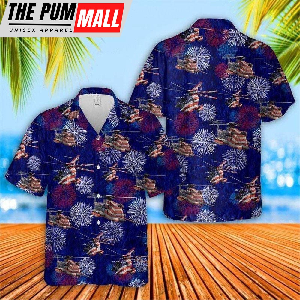 4th Of July Hawaiian Shirt, Fireworks Of 4Th July American Flag Hawaiian Shirt, Hawaiian Fourth Of July Shirt