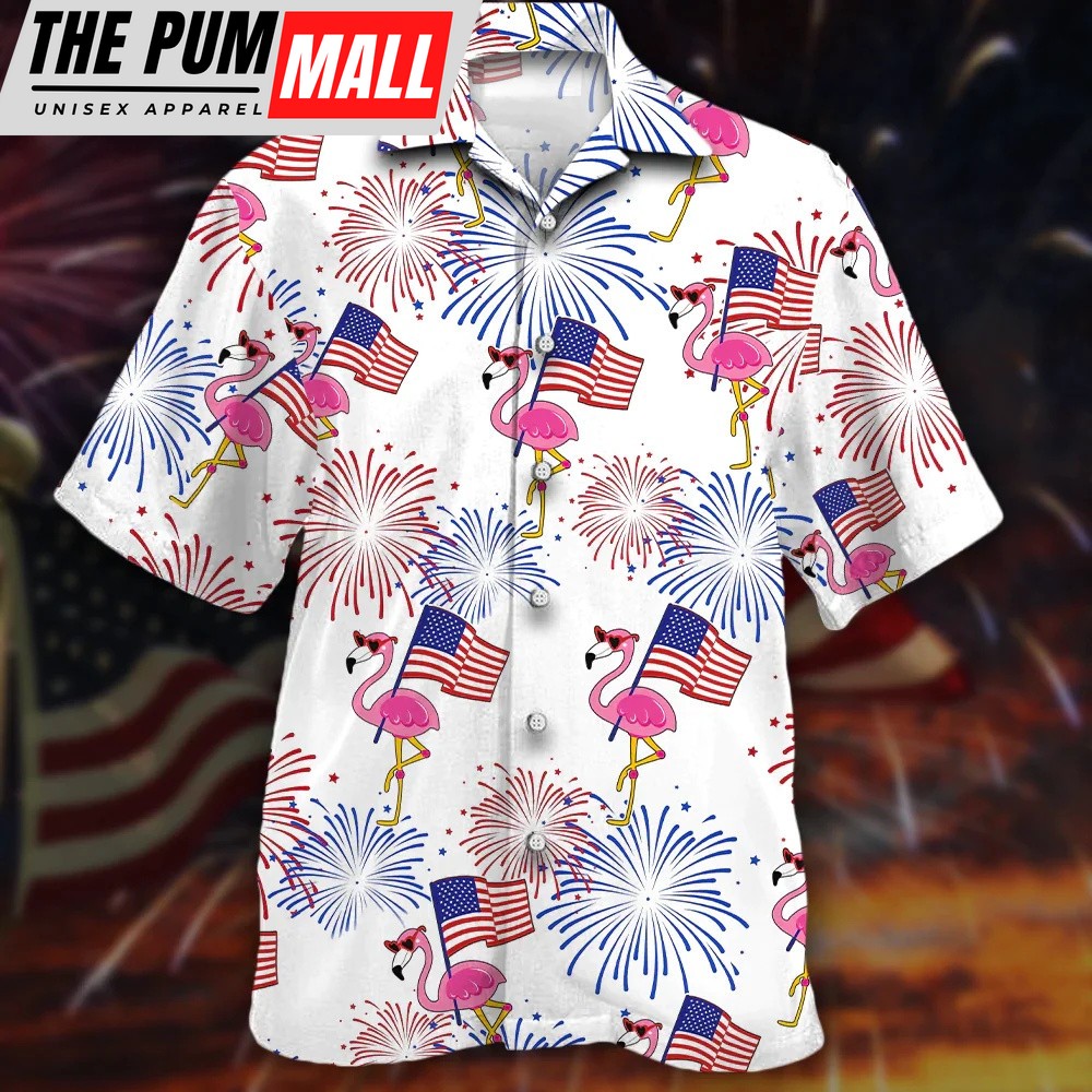 4th Of July Hawaiian Shirt, Flamingo Hawaiian Shirt, Independence Day Is Coming, Hawaiian Shirt, Hawaiian Fourth Of July Shirt