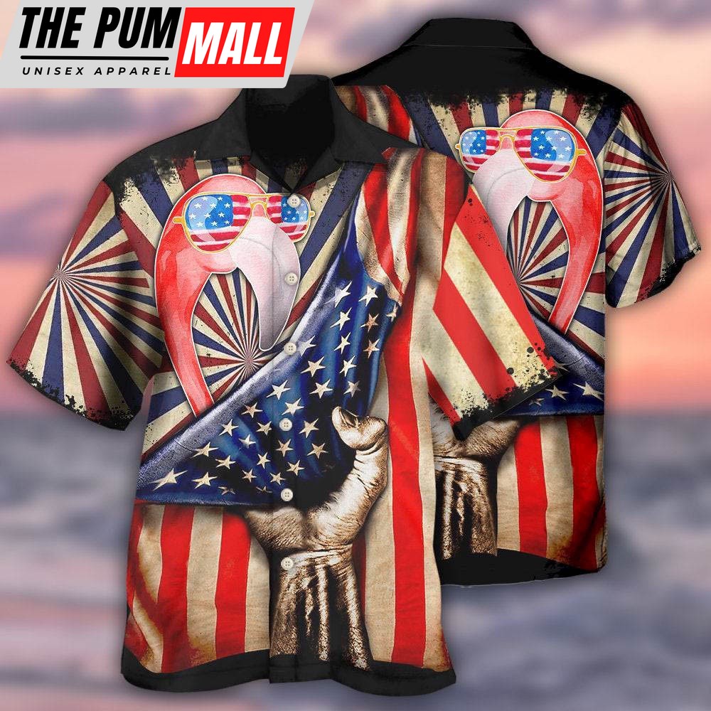 4th Of July Hawaiian Shirt, Flamingo Independence Day Hawaiian Shirt, Hawaiian Fourth Of July Shirt