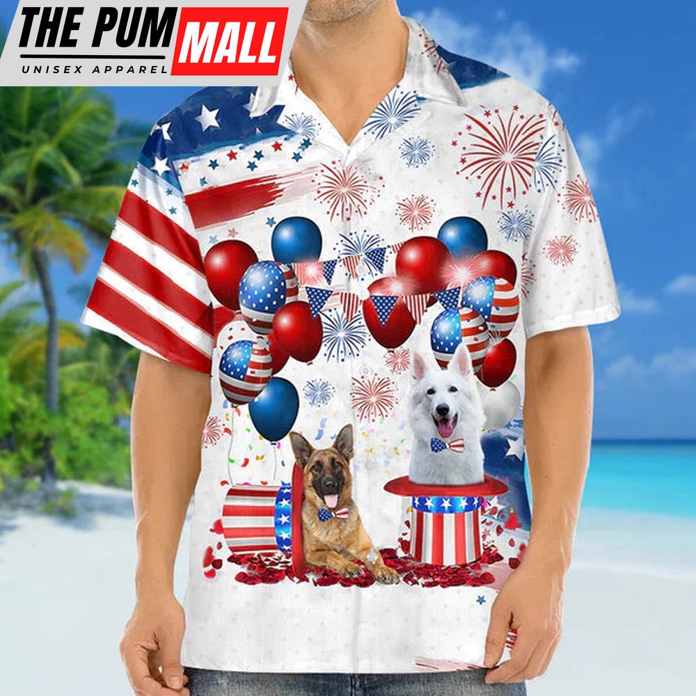 4th Of July Hawaiian Shirt, German Shepherd Independence Day Hawaiian Shirt Hawaiian Shirt, Hawaiian Fourth Of July Shirt