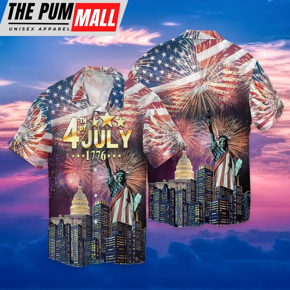 4th Of July Hawaiian Shirt, Happy 4Th Of July Independence Day American Flag Hawaiian Shirt, Hawaiian Fourth Of July Shirt