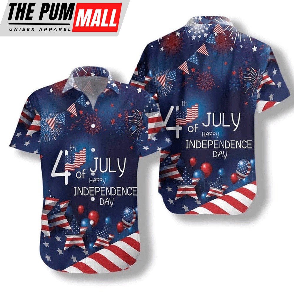 4th Of July Hawaiian Shirt, Independence Day Fireworks Themed Hawaiian Shirt, Hawaiian Fourth Of July Shirt