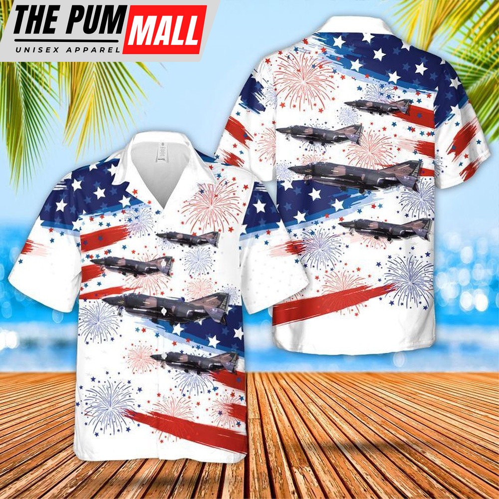 4th Of July Hawaiian Shirt, Nebraska Air National Guard 173D Air Refueling Squadron Rf-4C Phantom Ii Hawaiian Shirt, Hawaiian Fourth Of July Shirt