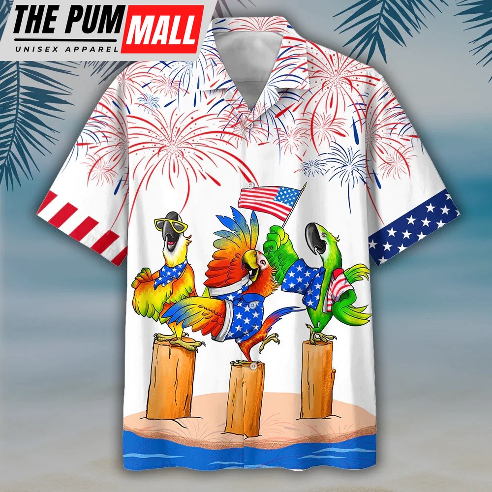4th Of July Hawaiian Shirt, Parrot Hawaiian Shirts, Independence Day Is Coming, Hawaiian Fourth Of July Shirt