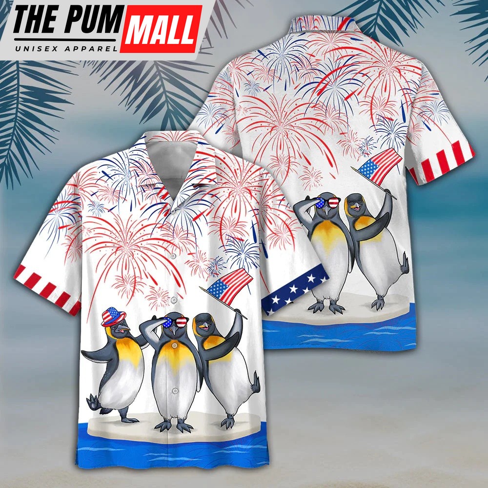 4th Of July Hawaiian Shirt, Penguins 4Th Of July Hawaiian Shirt, Independence Is Coming, Hawaiian Fourth Of July Shirt