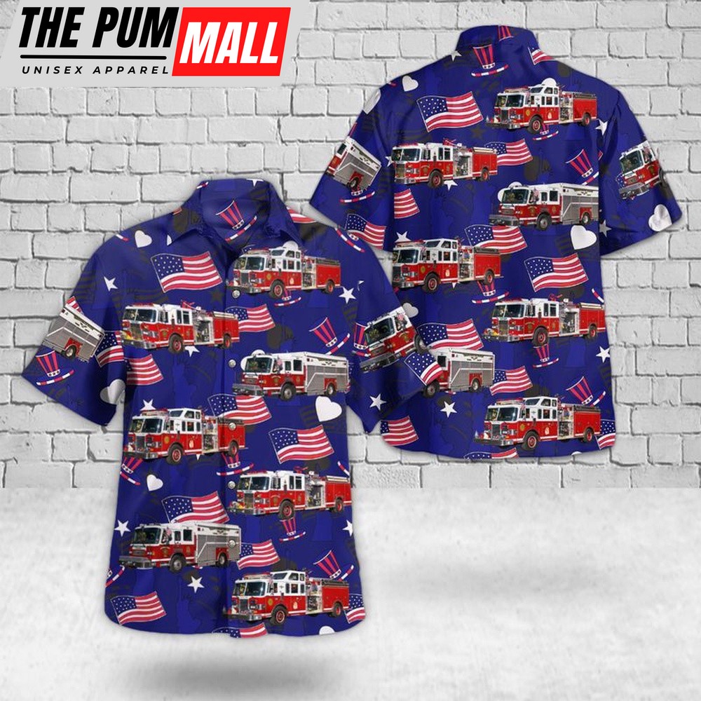 4th Of July Hawaiian Shirt, Rochelle Park, New Jersey, Rochelle Park Fire Department Hawaiian Shirt, Hawaiian Fourth Of July Shirt