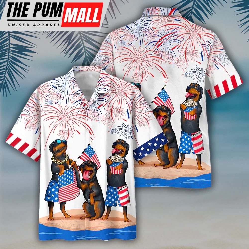 4th Of July Hawaiian Shirt, Rottweiler Hawaiian Shirts, Independence Day Is Coming, Hawaiian Fourth Of July Shirt