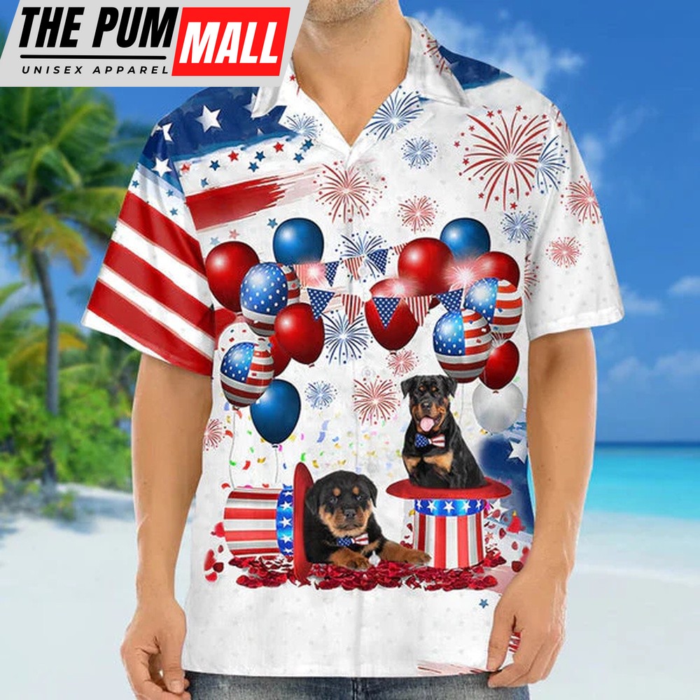 4th Of July Hawaiian Shirt, Rottweiler Independence Day Hawaiian Shirt Hawaiian Shirt, Hawaiian Fourth Of July Shirt