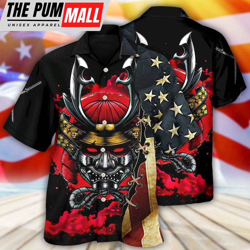 4th Of July Hawaiian Shirt, Samurai America Independence Day Hawaiian Shirt, Hawaiian Fourth Of July Shirt