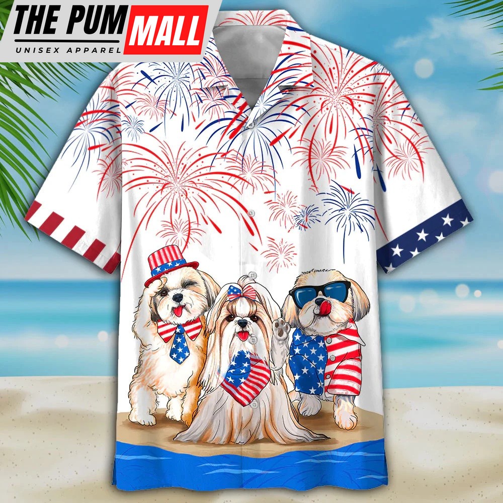 4th Of July Hawaiian Shirt, Shih Tzu Hawaiian Shirts, Independence Day Is Coming, Hawaiian Fourth Of July Shirt