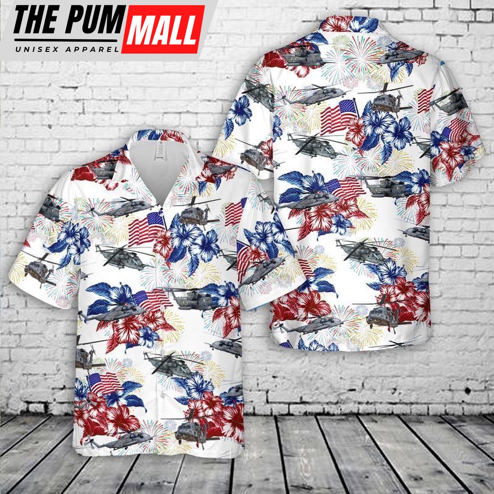4th Of July Hawaiian Shirt, Sikorsky Mh-53 Pave Low 4Th Of July Hawaiian Shirt, Hawaiian Fourth Of July Shirt