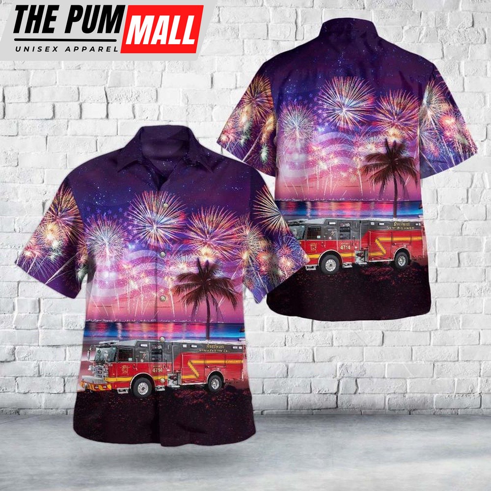 4th Of July Hawaiian Shirt, St. Louis, Missouri, Northeast Ambulance & Fire Protection District Hawaiian Shirt, Hawaiian Fourth Of July Shirt